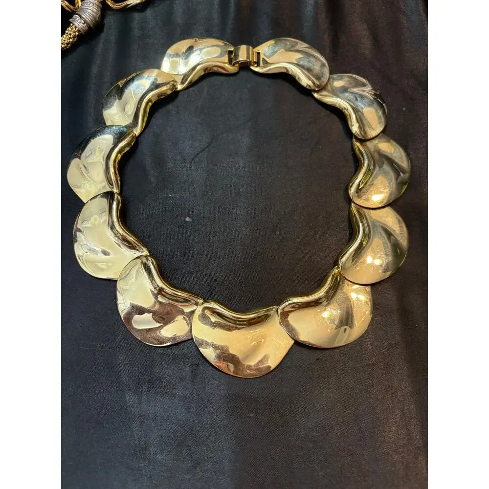 Vintage Runway Gold Tone Statement Necklace 152g 16.5”
